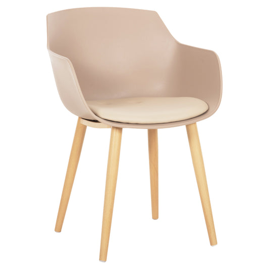 DINING CHAIR LUCIE HM8242.11 CAPPUCCINO PP-METAL LEGS IN WOOD COLOR 56x55.5x80Hcm. image 1