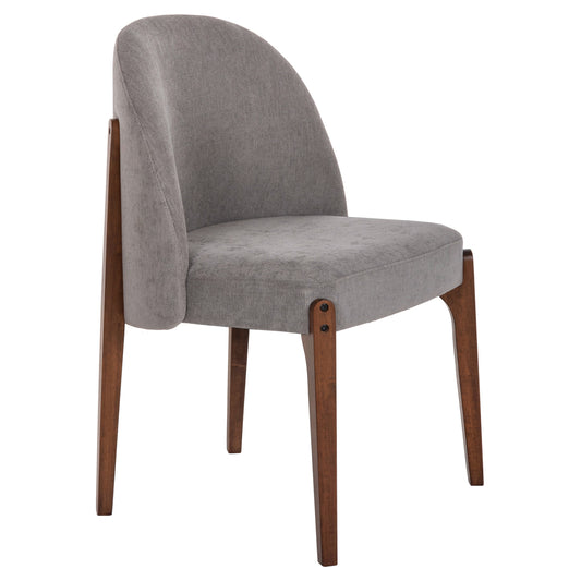 DINING CHAIR RAMMER HM9744.01 RUBBERWOOD IN WALNUT-GREY FABRIC 57x55x86Hcm. image 1