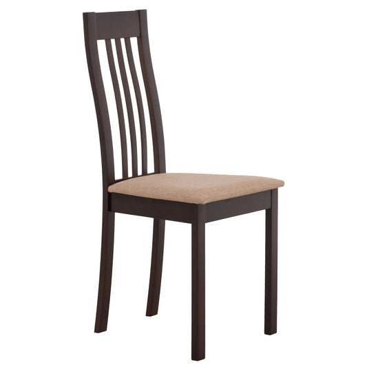 Chair Wooden solid dark walnut color and cream fabric HM0093.01 45x52x96,5Υ cm image 1