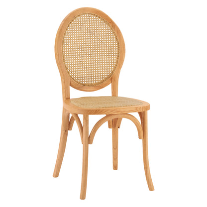 Wooden chair with oval back and rattan in natural color HM8745.01 45x50x97 image 1