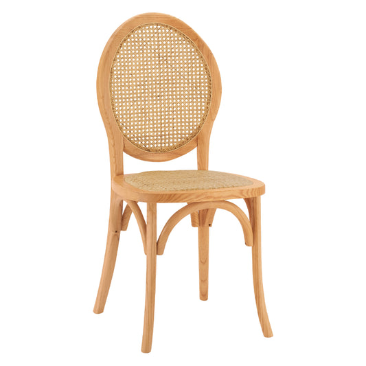 Wooden chair with oval back and rattan in natural color HM8745.01 45x50x97 image 1