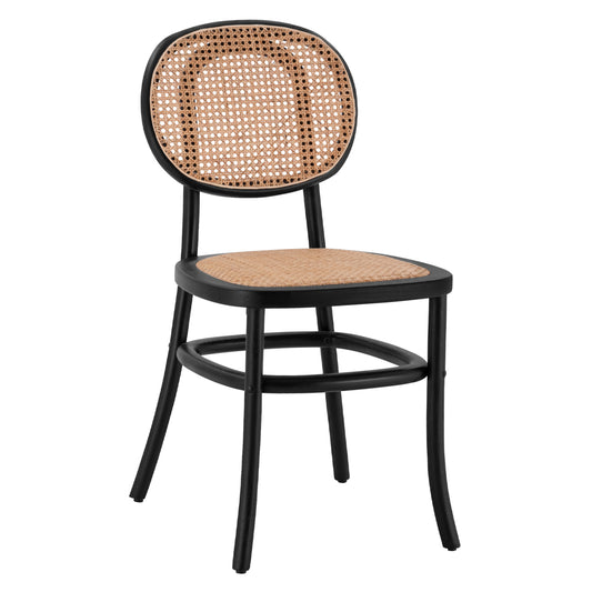 Wooden chair with rattan in black color HM8747 44x51x87cm image 1