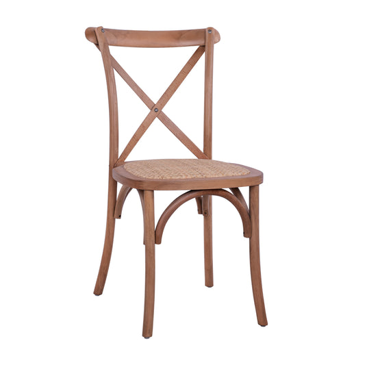 Chair Owen Wooden Stackable from beech wood dark honey color Crossed Back HM8575.01 45x55,5x90 cm image 1