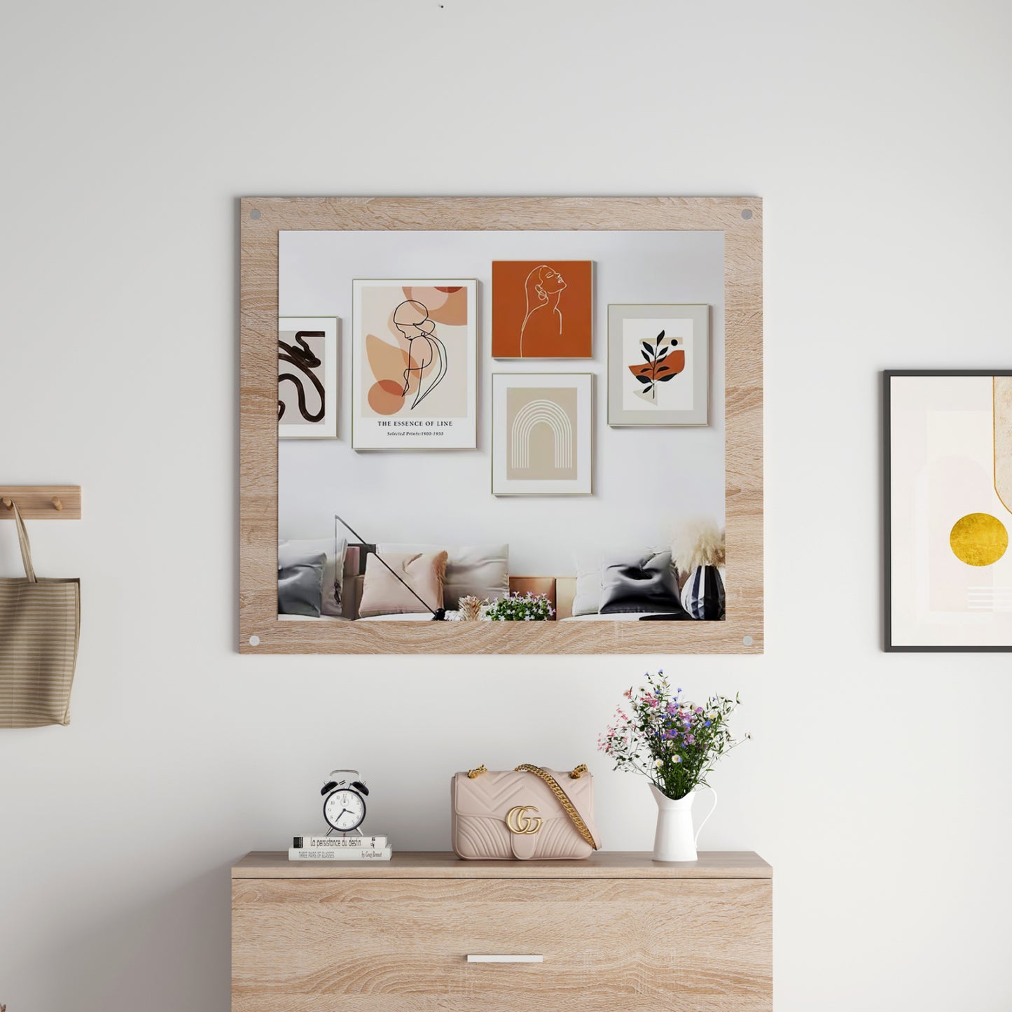 WALL MIRROR HM4360 MELAMINE IN SONAMA 80x70x1.8(depth)cm.