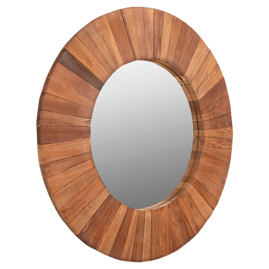 WALL MIRROR HM7726 RECYCLED WOOD NATURAL Φ100cm image 1
