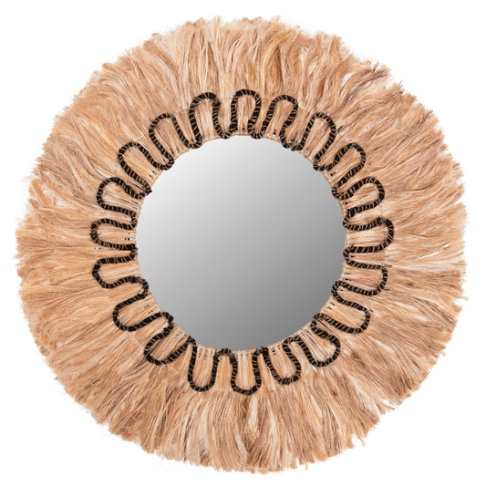 MIRROR ROUND WITH ABACA FIBERS FRAME NATYRAL-BLACK COLOR Φ100cm.HM7749 image 1