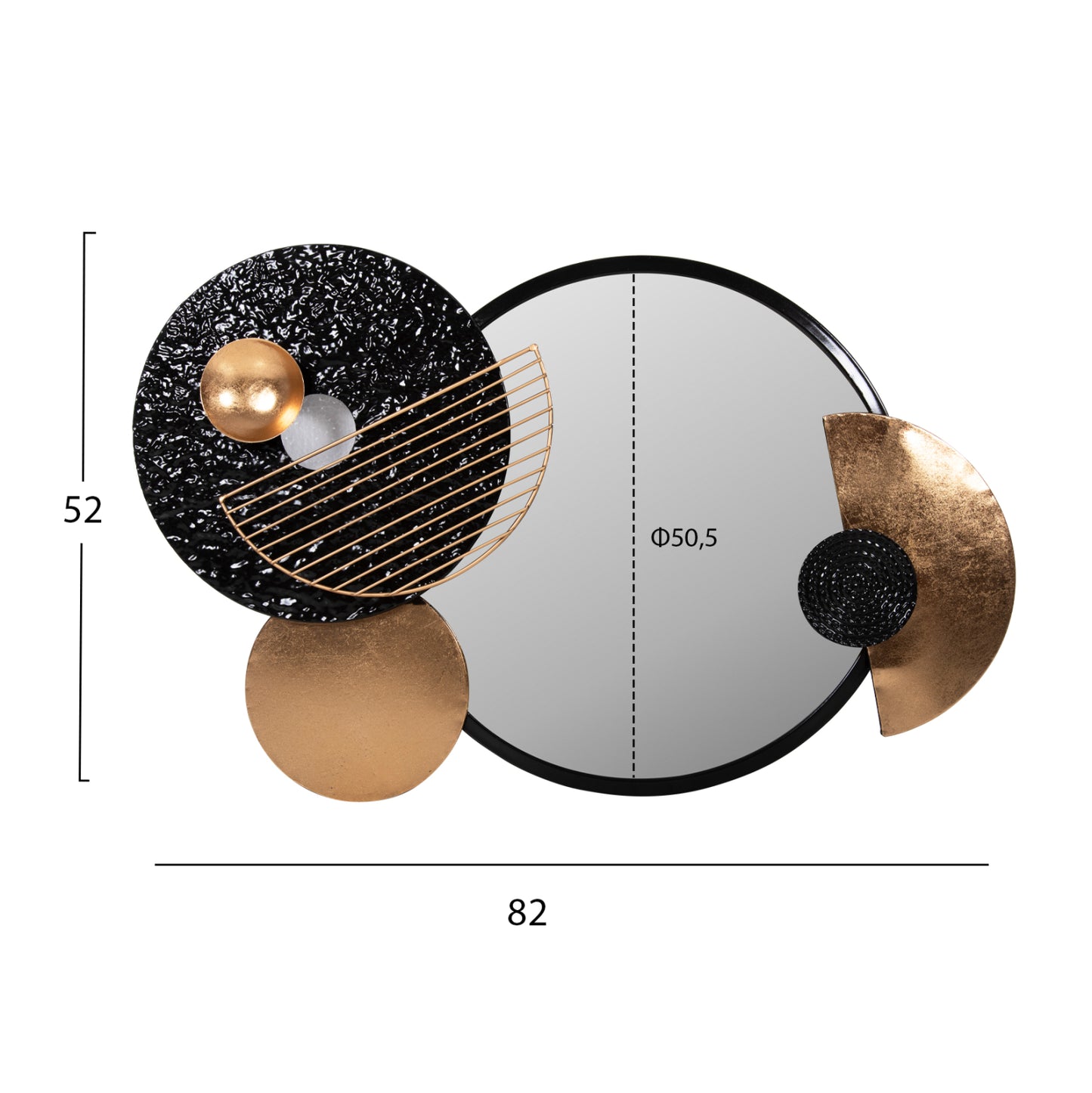 WALL MIRROR HM4211 METAL IN BLACK-GOLD 82x8x52Hcm.