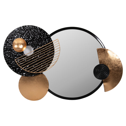 WALL MIRROR HM4211 METAL IN BLACK-GOLD 82x8x52Hcm. image 1