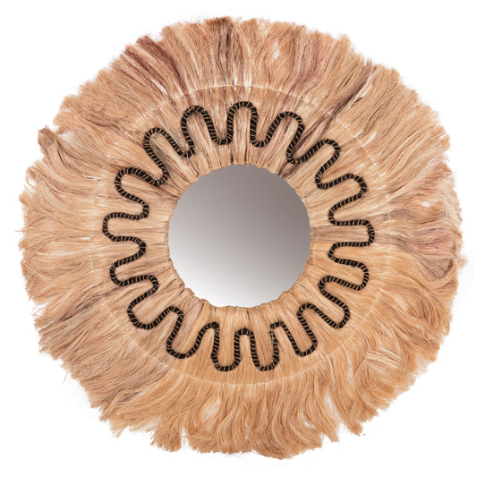 MIRROR ROUND WITH ABACA FIBERS FRAME IN NATURAL-BLACK 90x4x90Hcm.HM7750 image 1