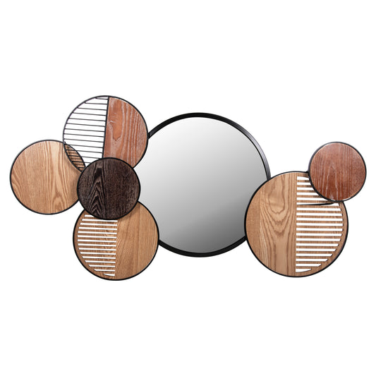 WALL MIRROR ROUND DAVION HM4217 MDF-BLACK METAL 123x5x63Hcm. image 1