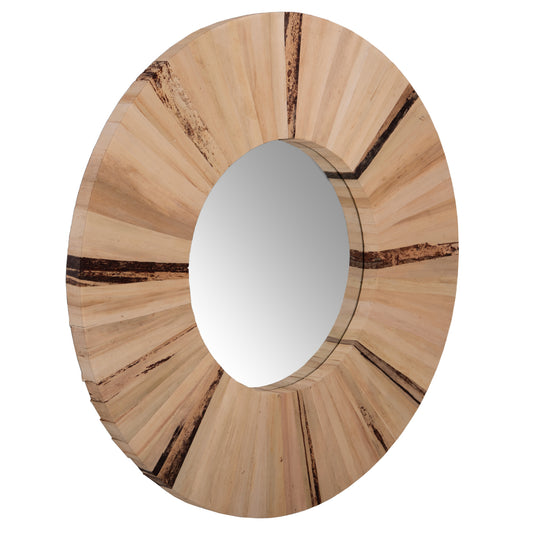 WALL MIRROR ROUND HM7838 DRIED PALM LEAF FIBER FRAME IN NATURAL COLOR  Φ80x4cm. image 1