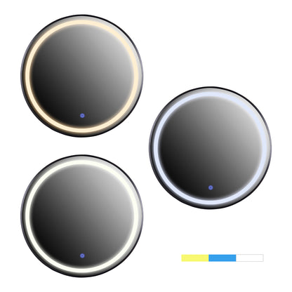 WALL MIRROR ROUND HM9579.01 ALUMINUM IN BLACK-LED LIGHT Φ60x3cm.