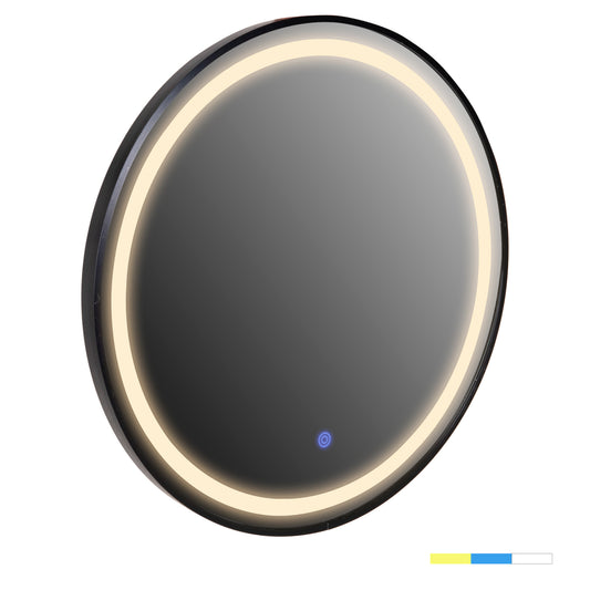 WALL MIRROR ROUND HM9579.01 ALUMINUM IN BLACK-LED LIGHT Φ60x3cm. image 1