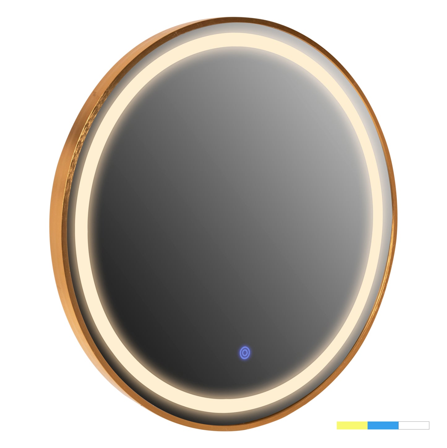 WALL MIRROR ROUND HM9580.30 ALUMINUM IN GOLD-LED LIGHT Φ60x3cm. image 1