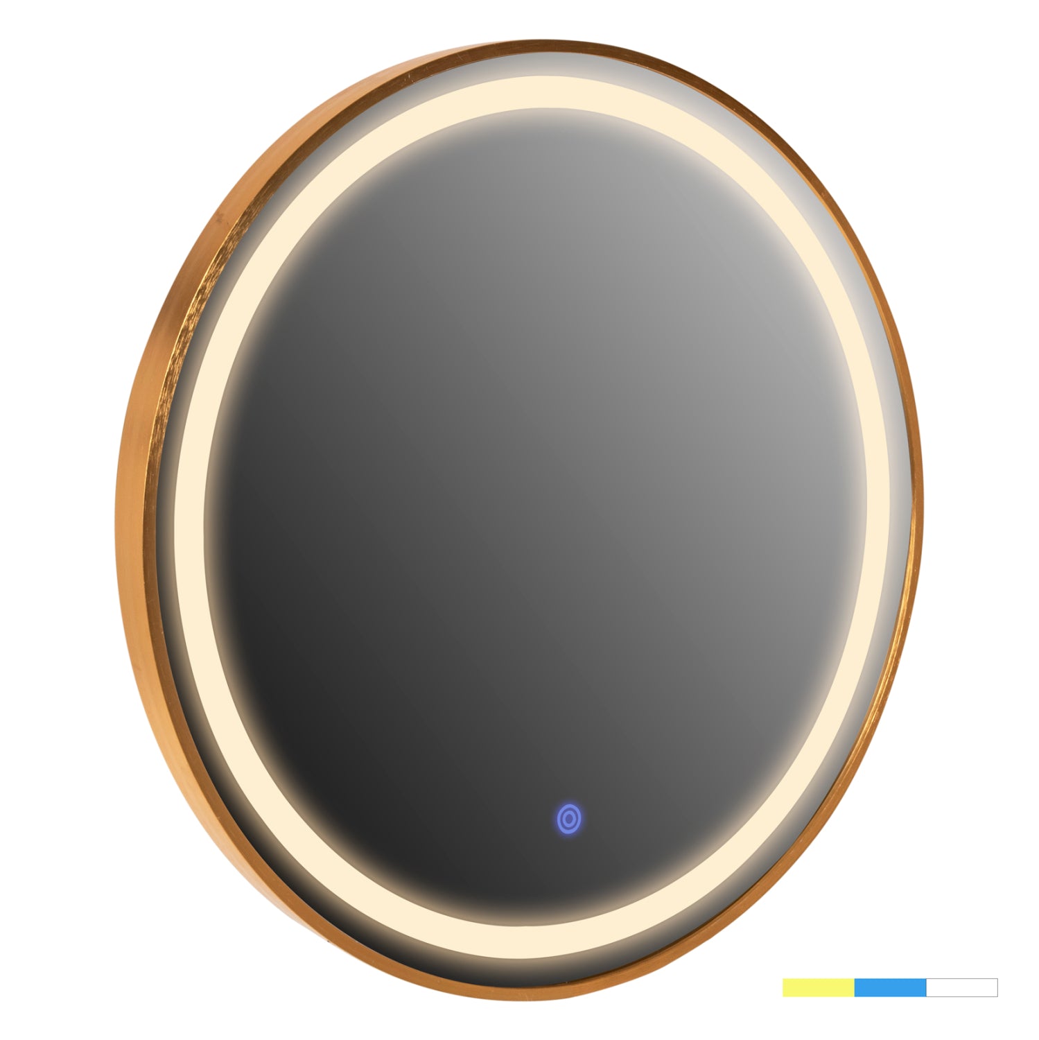 WALL MIRROR ROUND HM9580.30 ALUMINUM IN GOLD-LED LIGHT Φ60x3cm. image 1
