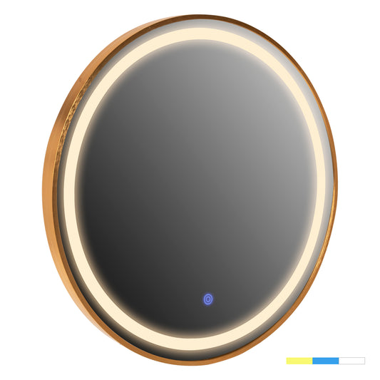 WALL MIRROR ROUND HM9580.30 ALUMINUM IN GOLD-LED LIGHT Φ60x3cm. image 1