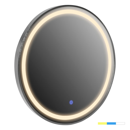 WALL MIRROR ROUND HM9580.40 ALUMINUM IN GREY-LED LIGHT Φ60x3cm. image 1