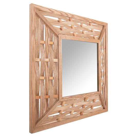 WALL MIRROR SQUARE HM4226 BAMBOO IN OAK COLOR 71x7x71cm. image 1