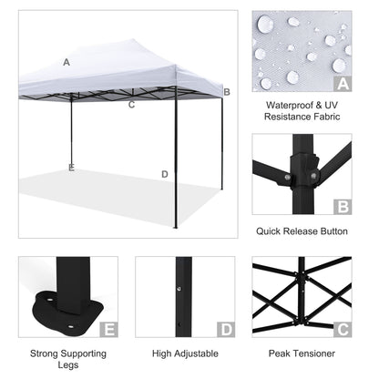 GAZEBO MATTHEW HM6311 FOLDABLE-METAL BLACK FRAME-WHITE SHADE 3x4.5x3.10Hm