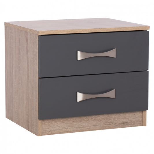 NIGHTSTAND ASHLYN MELAMINE 2 DRAWERS & HANDLES SONOMA-GREY-INOX 48x40,5x42Hcm.HM2235.04 image 1