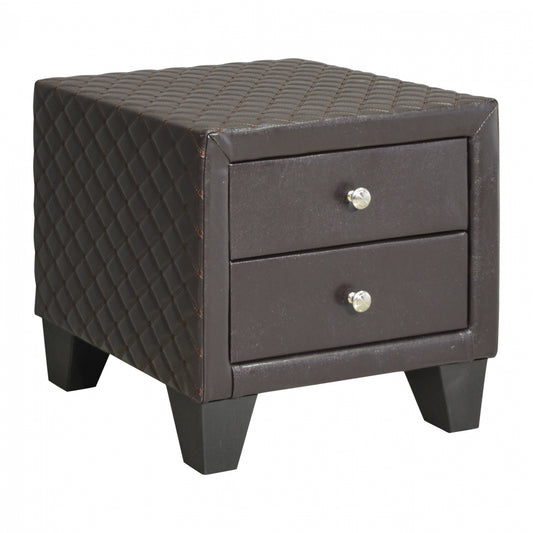 Bedside table Elda HM595.01 with 2 drawers from brown matte PU 45x39x45cm image 1