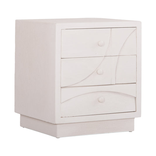 NIGHTSTAND SERIES SANTORINI HM18047 MDF IN OFF-WHITE COLOR-3 DRAWERS 48x38x55.5Hcm. image 1