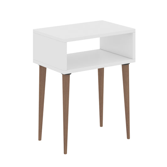 BEDSIDE STAND TODD HM18183.01 MELAMINE IN WHITE-LEGS IN NATURAL WOOD COLOR 45x30x58Hcm. image 1