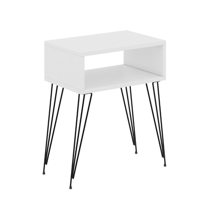 BEDSIDE STAND TODD HM18184.01 MELAMINE IN WHITE COLOR-METAL LEGS IN BLACK 45x30x58Hcm. image 1
