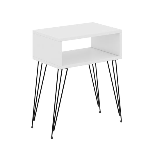 BEDSIDE STAND TODD HM18184.01 MELAMINE IN WHITE COLOR-METAL LEGS IN BLACK 45x30x58Hcm. image 1