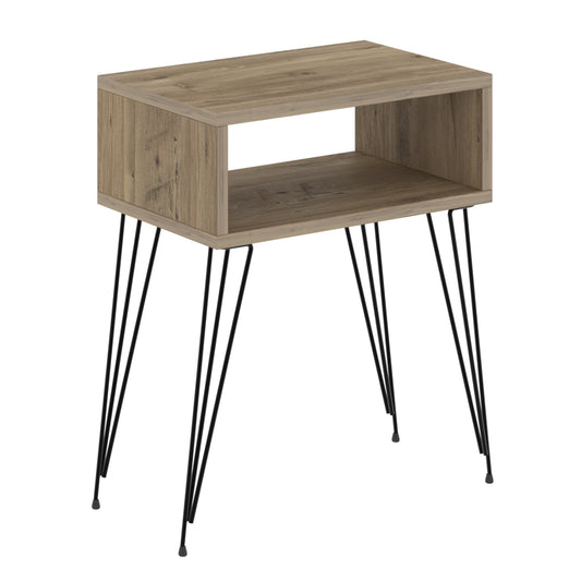 BEDSIDE STAND TODD HM18184.04 MELAMINE IN NATURAL WOOD COLOR-METAL LEGS IN BLACK 45x30x58Hcm. image 1