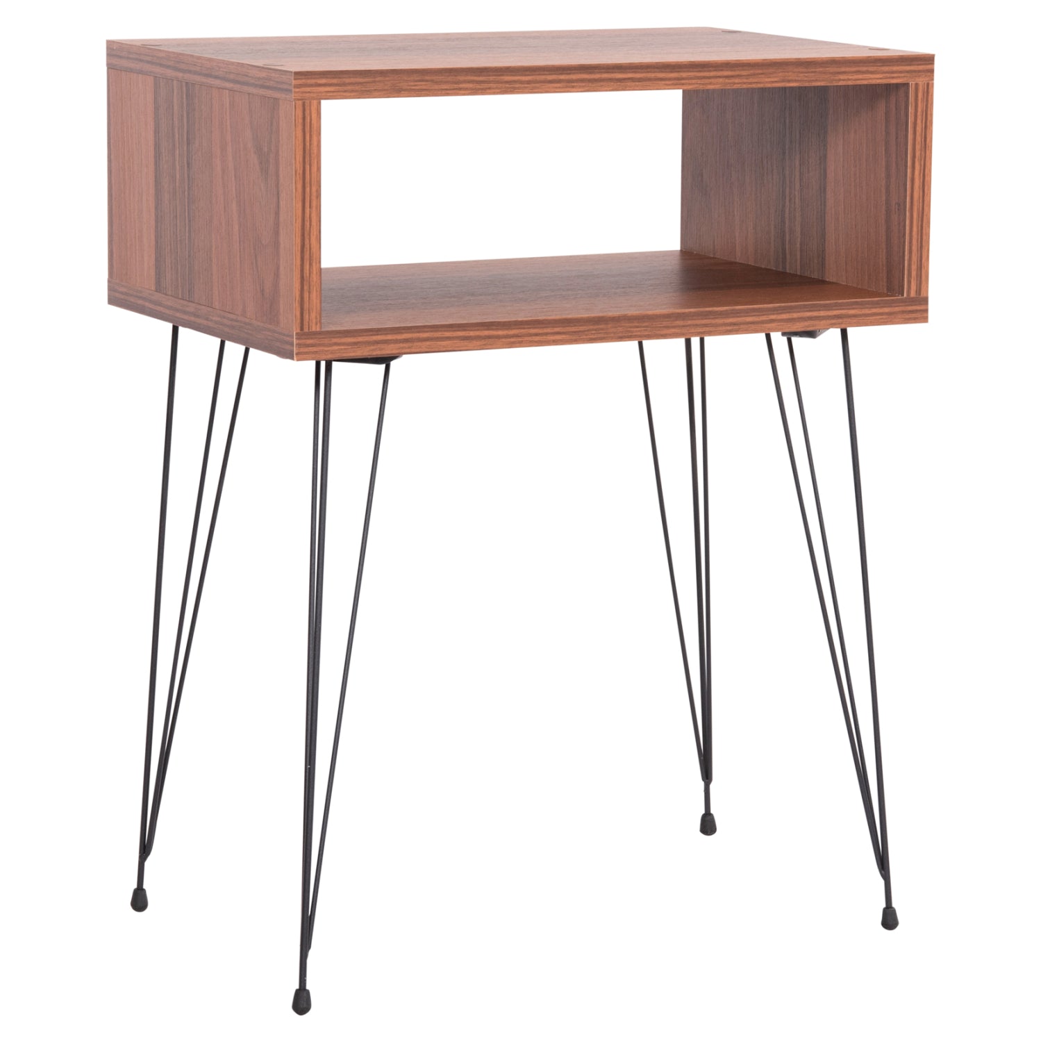 BEDSIDE STAND TODD HM18184.05 MELAMINE IN WALNUT COLOR-METAL LEGS IN BLACK 45.5x29.5x58.5Hcm. image 1