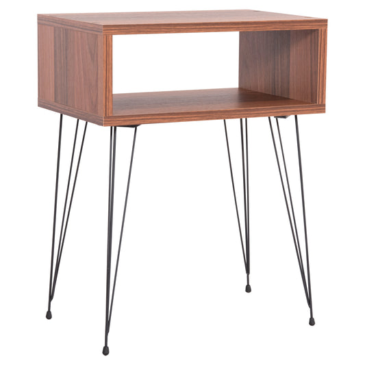 BEDSIDE STAND TODD HM18184.05 MELAMINE IN WALNUT COLOR-METAL LEGS IN BLACK 45.5x29.5x58.5Hcm. image 1