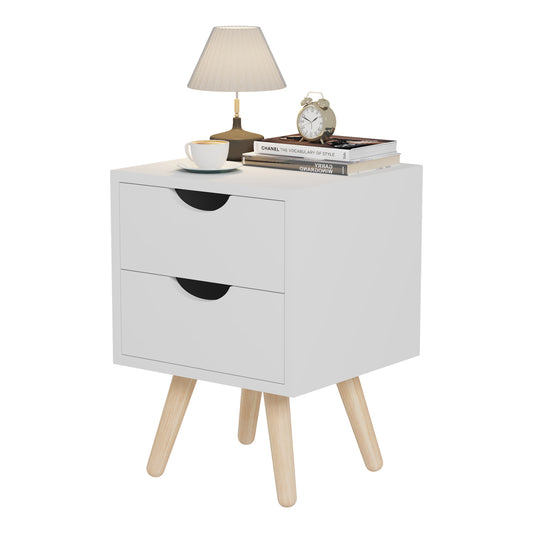 BEDSIDE STAND DINKL HM2472.03 MELAMINE-2 DRAWERS IN WHITE 29,7x29,7x45Hcm. image 1