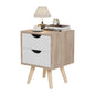 BEDSIDE STAND DINKL HM2472.04 MELAMINE-2 DRAWERS IN SONAMA-WHITE 29,7x29,7x45Hcm. image 1