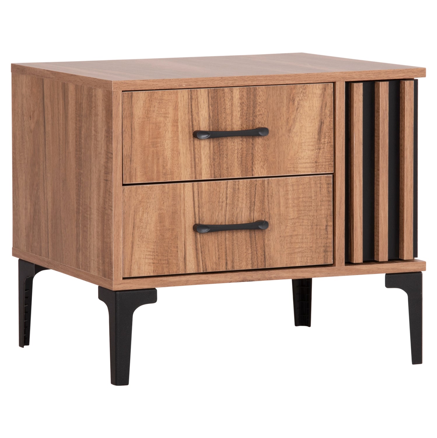 NIGHTSTAND SERIES HARRY HM2487.01 MELAMINE IN NATURAL WOOD COLOR-BLACK 55x43x48Hcm. image 1