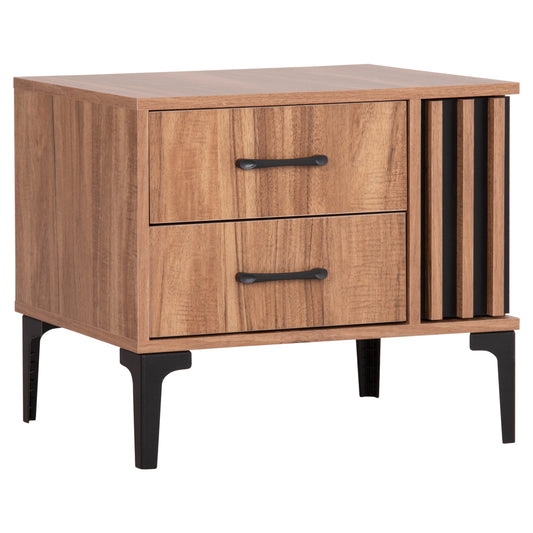 NIGHTSTAND SERIES HARRY HM2487.01 MELAMINE IN NATURAL WOOD COLOR-BLACK 55x43x48Hcm. image 1