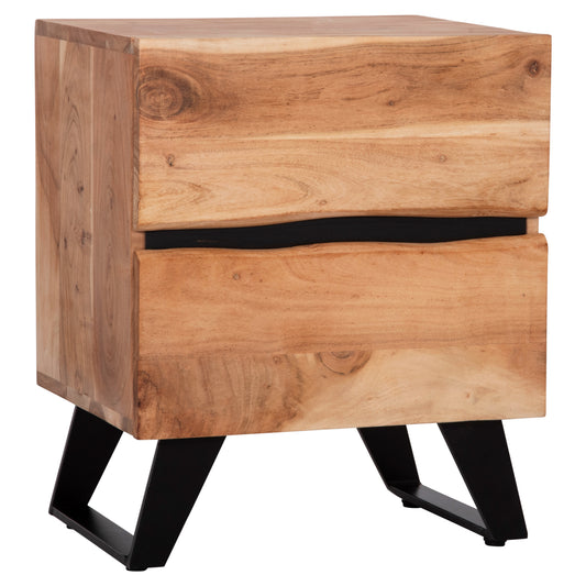 NIGHTSTAND WITH 2 DRAWERS ALICIA HM8360.21 SOLID ACACIA WOOD-METAL 45x35x56Hcm. image 1