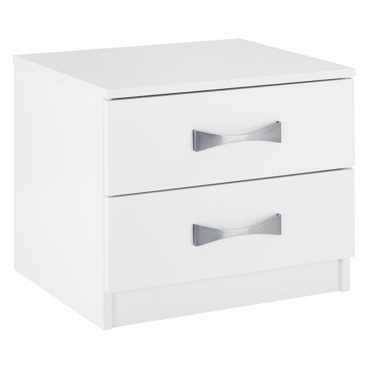 NIGHT STAND WITH 2 DRAWERS AND SILVER HANDLE HM2235.05 ΛΕΥΚΟ 48x40,5x41,5Ycm. image 1