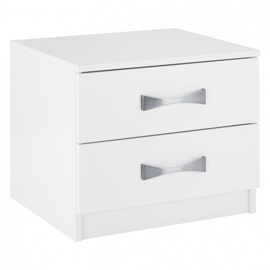 NIGHT STAND WITH 2 DRAWERS AND SILVER HANDLE HM2235.05 ΛΕΥΚΟ 48x40,5x41,5Ycm. image 1
