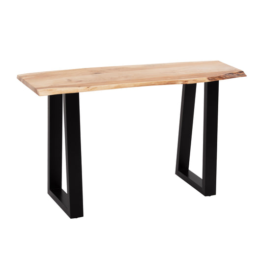 CONSOLE SOFIA SLIM HM8503.21 SOLID ACACIA WOOD TOP IN LIGHT NATURAL COLOR-BLACK LEGS 130x46x76,5Hcm. image 1