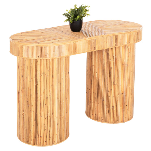 CONSOLE IN OVAL SHAPE GATSBY HM9871 NATURAL RATTAN IN NATURAL COLOR 110x45x74,5Hcm. image 1