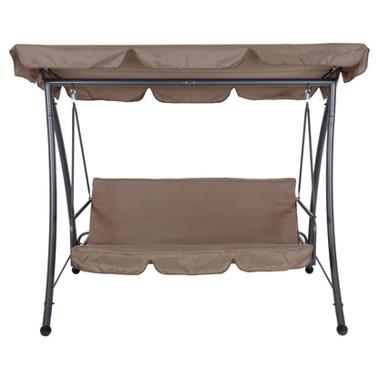 PORCH SWINGER-BED 3-SEATER LIKID HM5980.02 METAL FRAME IN GREY-FABRIC IN LIGHT BROWN 200x120x164Hcm.