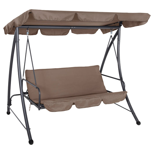 PORCH SWINGER-BED 3-SEATER LIKID HM5980.02 METAL FRAME IN GREY-FABRIC IN LIGHT BROWN 200x120x164Hcm. image 1
