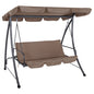 PORCH SWINGER-BED 3-SEATER LIKID HM5980.02 METAL FRAME IN GREY-FABRIC IN LIGHT BROWN 200x120x164Hcm. image 1