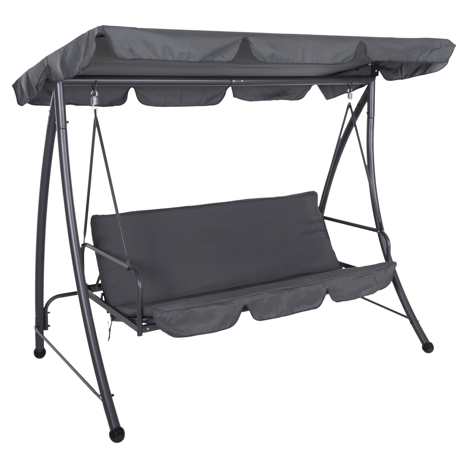 PORCH SWINGER-BED 3-SEATER WITH SUNSHIELD LIKID HM5980.01 METAL FRAME&FABRIC IN GREY 200x120x164Hcm. image 1