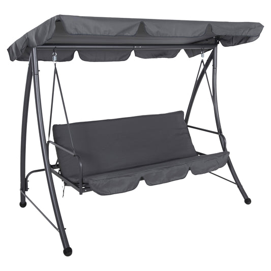 PORCH SWINGER-BED 3-SEATER WITH SUNSHIELD LIKID HM5980.01 METAL FRAME&FABRIC IN GREY 200x120x164Hcm. image 1