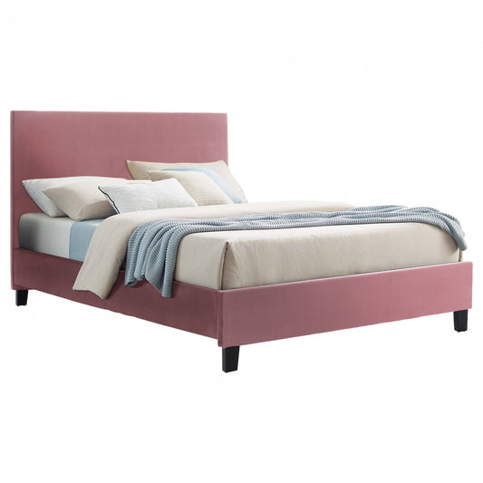 DUSTY PINK VELVET BED HM553.12 FOR MATTRESS 150x200 CM. image 1