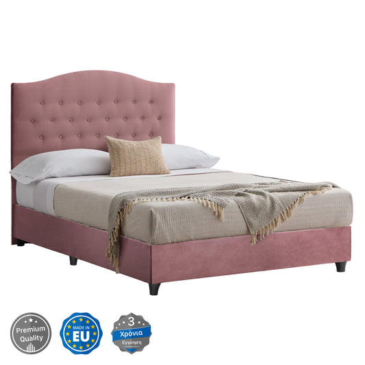 HM647.12 bed MALENA, dusty pink velvet, 120x200cm image 1