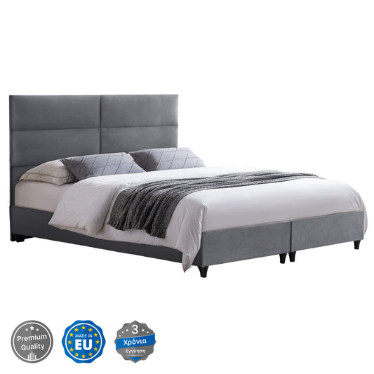 GRAY VELVET BED MILO HM628.10 FOR MATTRESS 180x200 cm. image 1