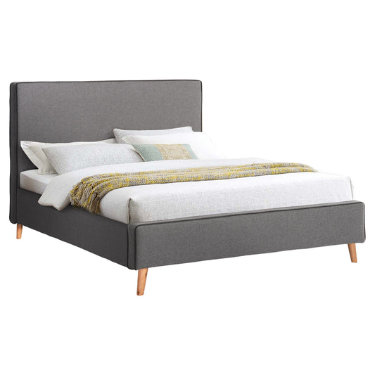 BED INDRA HM662.01 GREY FABRIC & DRAK GREY RAIL FOR MATTRESS 160x200cm. image 1